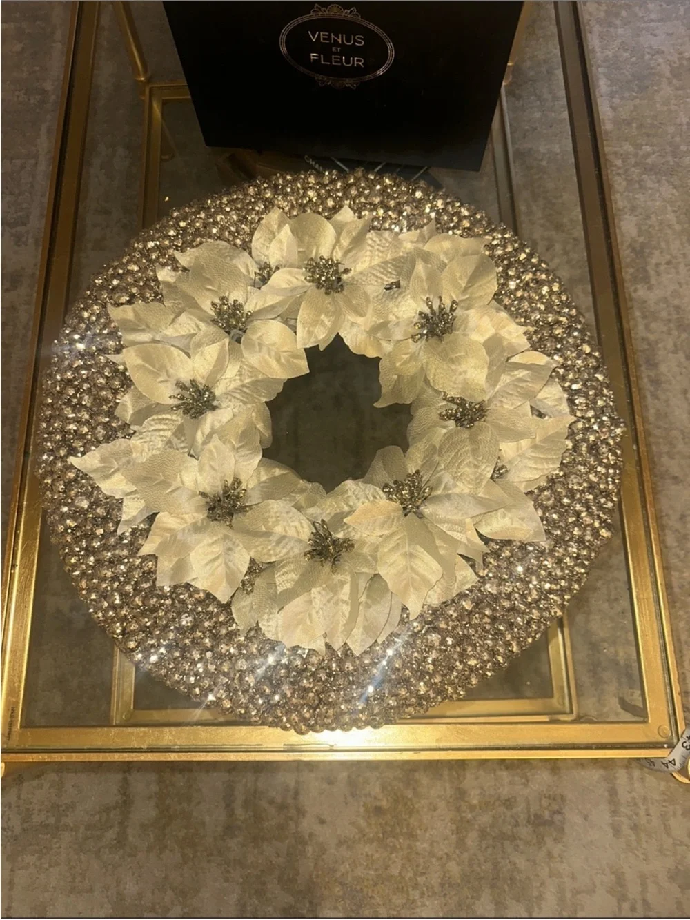 2 in 1 Cream & Gold Holiday Poinsettia Wreath